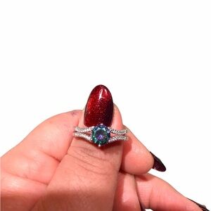 Elegant multi-color sterling silver ring size 11